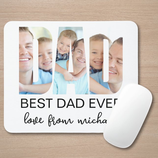 Tapis De Souris Meilleur Papa Photo Lettre (Créateur téléchargé)