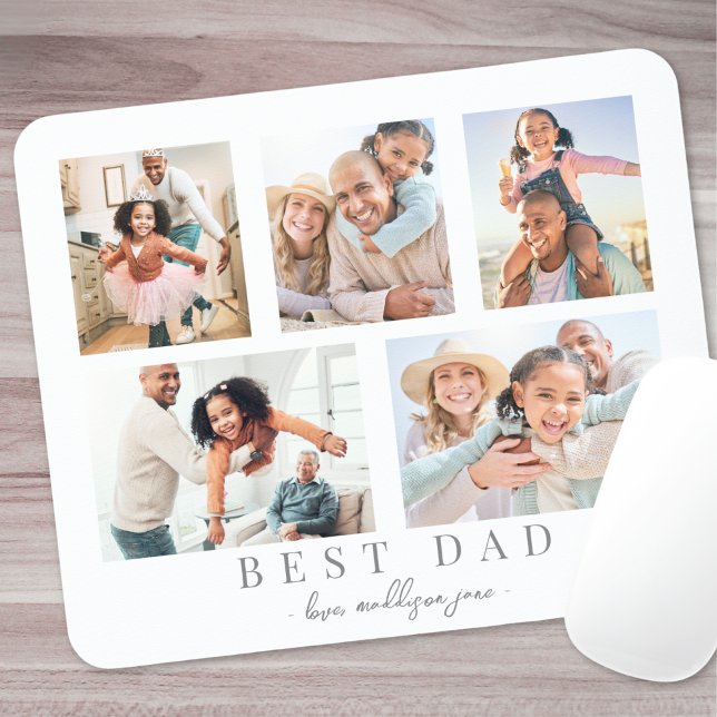 Tapis De Souris Meilleur papa Photo personnalisée Famille Collage (Best Dad Custom Photo Family Collage Mouse Pad)