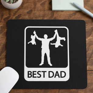 Tapis De Souris Meilleur Papa - Silhouette drôle de père tenant de