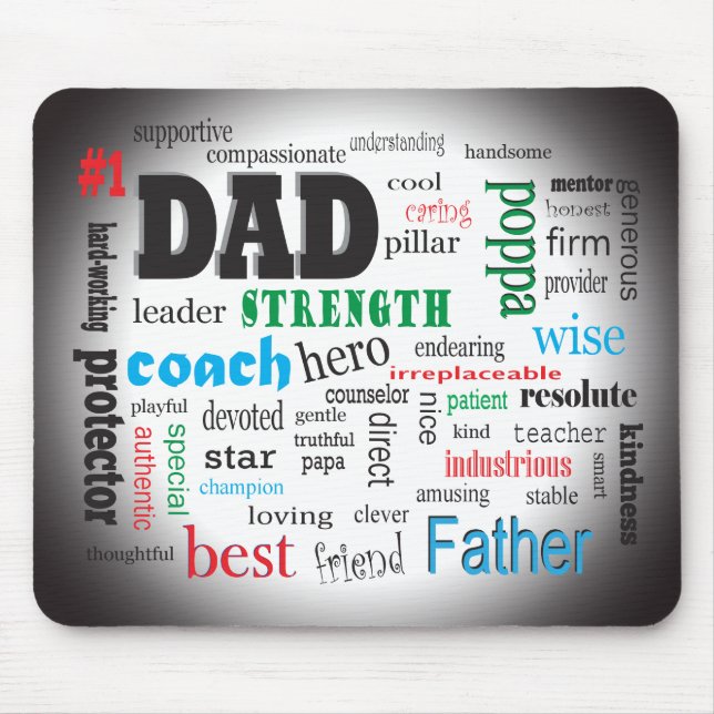 Tapis De Souris Meilleur papa Word Cloud (Devant)