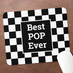Tapis De Souris Meilleur Pop Ever Motif à carreaux noir et blanc