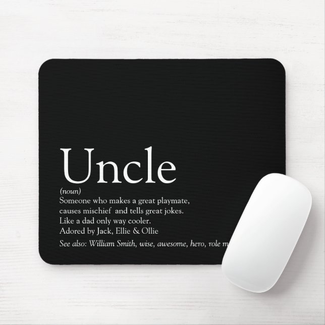 Tapis De Souris Meilleur Uncle Fun Cool moderne noir et blanc (Avec souris)