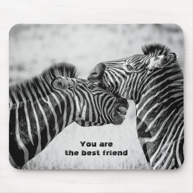 Tapis De Souris Meilleure citation d'ami avec Zebras (Devant)