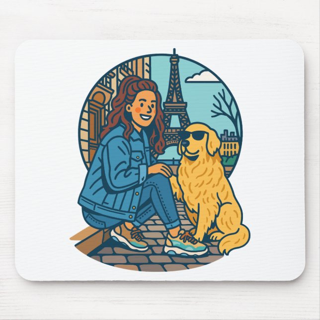 Tapis De Souris Meilleure maman de chien à Paris (Devant)