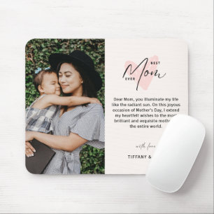 Tapis De Souris Meilleure Maman Jamais Rose Coeur Script mignon Me