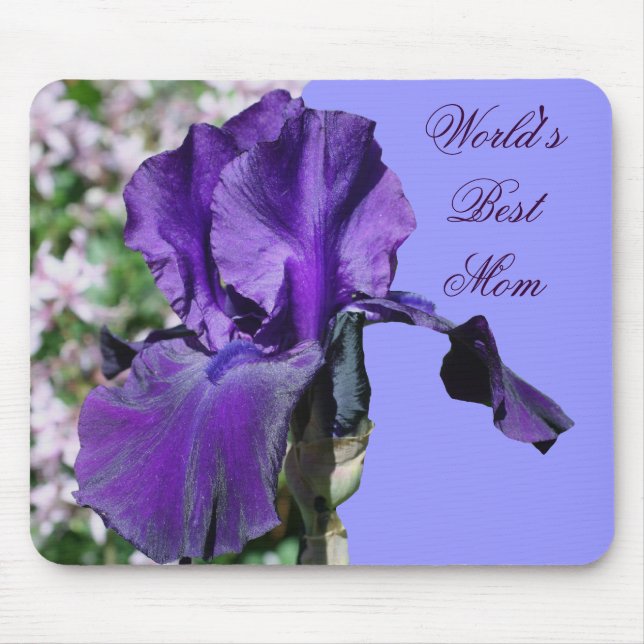 Tapis De Souris Meilleure maman Purple Iris Fleur Photo Mousepad (Devant)