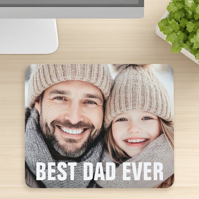Tapis De Souris Meilleure photo de fête des pères papa (Best dad ever father's day photo mouse pad)