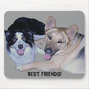 Tapis De Souris Meilleurs amis Bordure Collie & Berger allemand