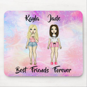 Tapis De Souris Meilleurs amis Forever Blonde et Brunette Custom