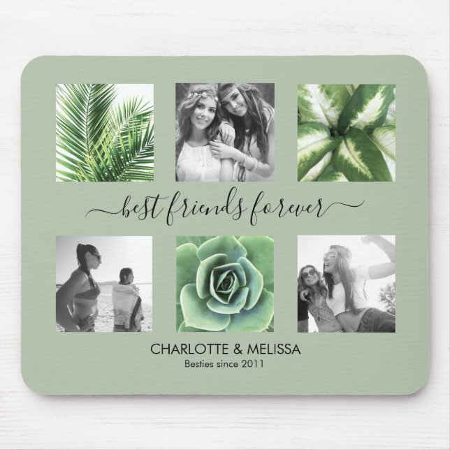 Tapis De Souris Meilleurs amis pour toujours sage vert 6 photo col (Devant)