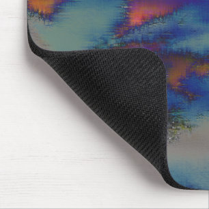 Tapis De Souris Mélange d'orange et de bleu taché avec effet rayé