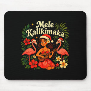 Tapis De Souris Mele Kalikimaka Fille Hawaïenne Hula Noël Troca