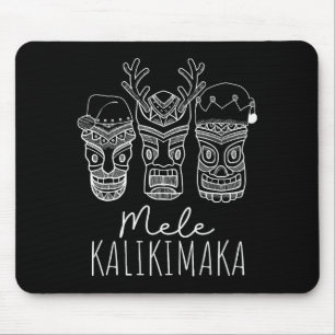 Tapis De Souris Mele Kalikimaka Noël Hawaïen Masque Tiki Santa