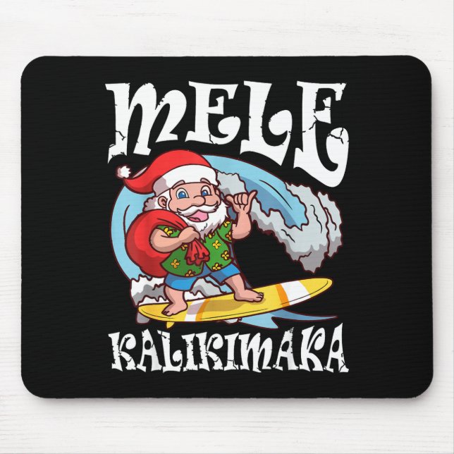 Tapis De Souris Mele Kalikimaka Santa Surfing Hawaii Christmas  (Devant)