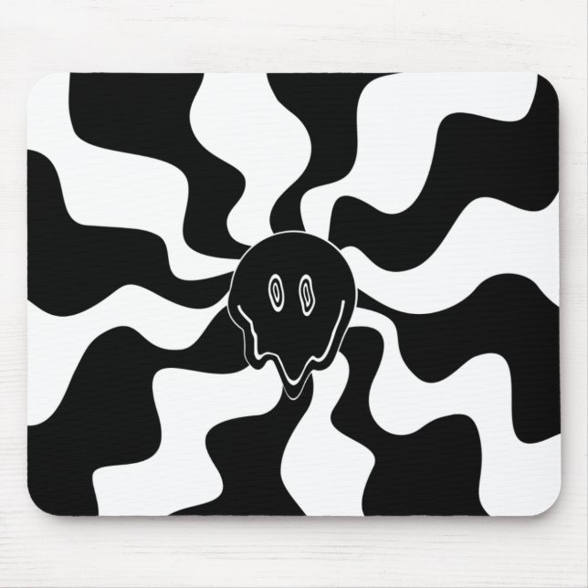 Tapis De Souris Melt de sourire - Noir et Blanc (Devant)