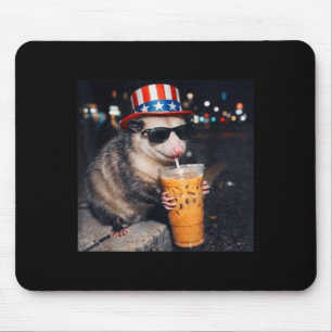 Tapis De Souris Mème de café glacé Opossum drôle Rétro Urbain Gen