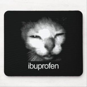 Tapis De Souris Mème de chat drôle ibuprofène Rétro visage de chat