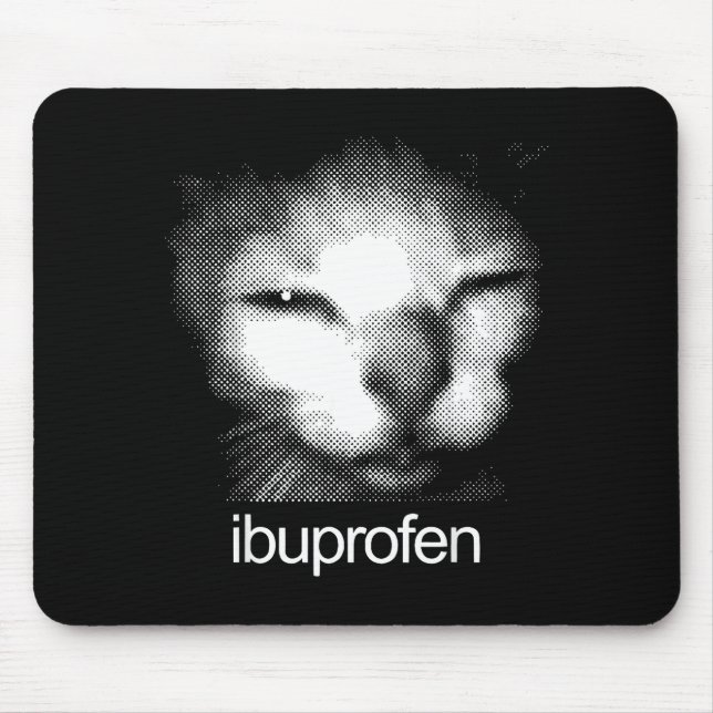 Tapis De Souris Mème de chat drôle ibuprofène Rétro visage de chat (Devant)