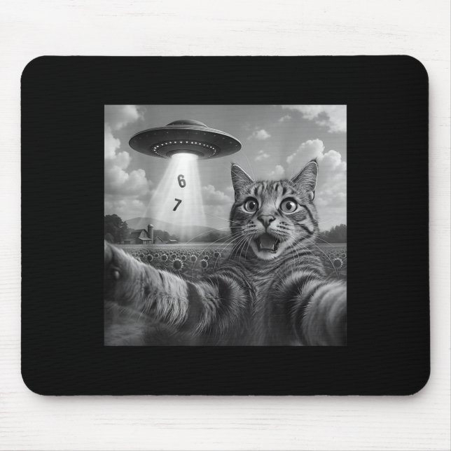 Tapis De Souris Mème de chat drôle selfie six sept chat rétro 67 A (Devant)