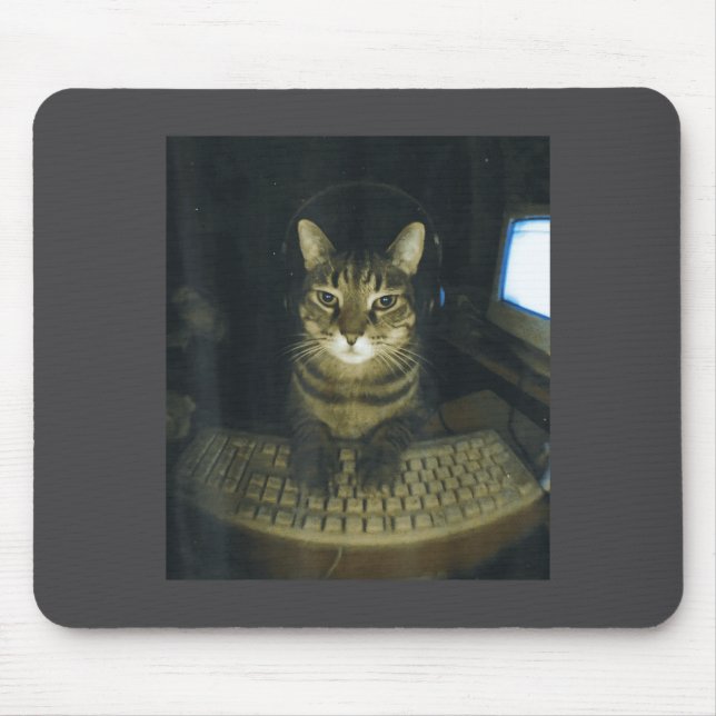 Tapis De Souris Mème de chat stud amateurs de chat gamers sérieuse (Devant)