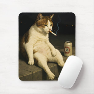 Tapis De Souris Mème de chaton cigarette drôle de chat qui fume Ge