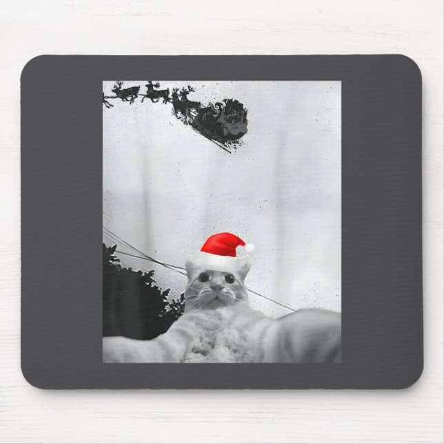 Tapis De Souris Mème de chats Chat drôle selfie avec chapeau de Pè (Devant)