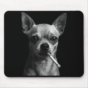 Tapis De Souris Mème de chien chihuahua drôle fumeur de cigarette