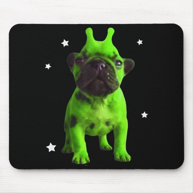 Tapis De Souris Mème de chien extraterrestre Rétro Chien idiot Esp (Devant)