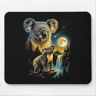 Tapis De Souris Mème de koala hurlant à la lune drôle koala des an