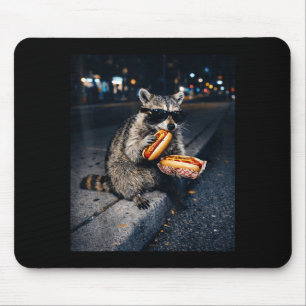 Tapis De Souris Mème de raton laveur mangeant des hot-dogs Panda d