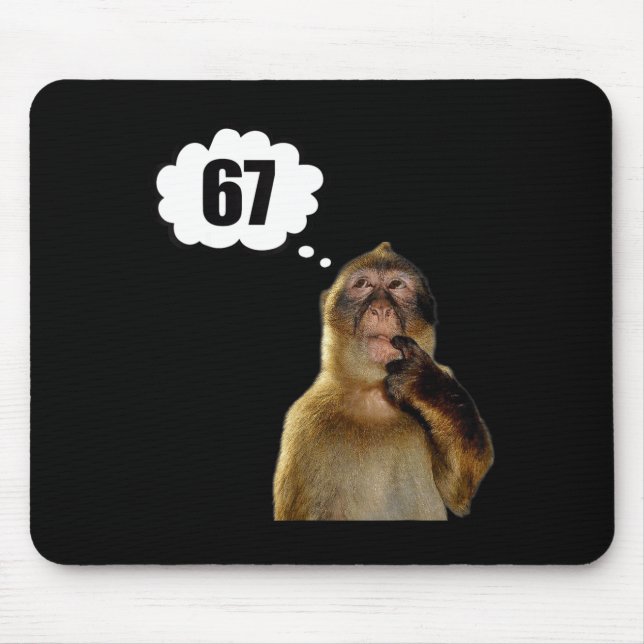 Tapis De Souris Mème de singe drôle qui pense six sept 6 7 Mème  (Devant)