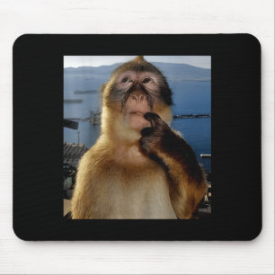 Tapis De Souris Mème de singe pensant drôle Curieux Ape Brainrot G