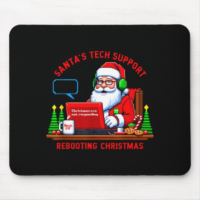 Tapis De Souris Mème d'ordinateur drôle Rebooting du soutien techn (Devant)