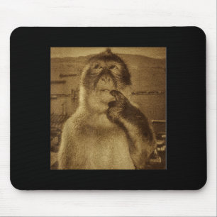 Tapis De Souris Mème du singe pensif Vintage Rétro