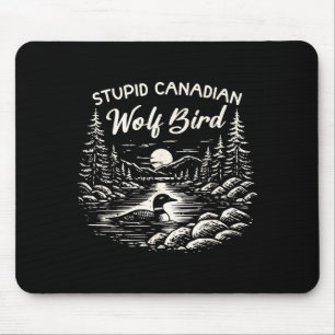 Tapis De Souris Mème idiot de hockey enflammé d'oiseau loup canadi