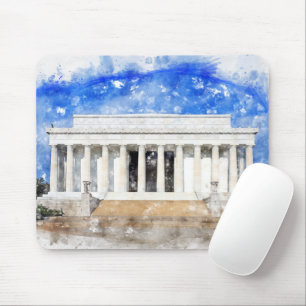 Tapis De Souris Mémorial Lincoln façade en aquarelle