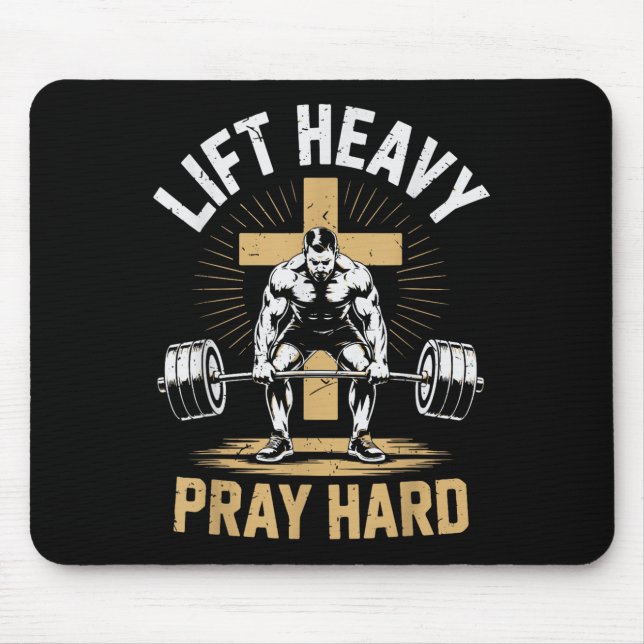 Tapis De Souris Men's Christian Workout Lift Heavy Pray Hard Jesus (Devant)