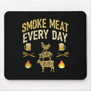 Tapis De Souris Mens Drôle Papa Aime Barbecue Fumée Viande Tous Le