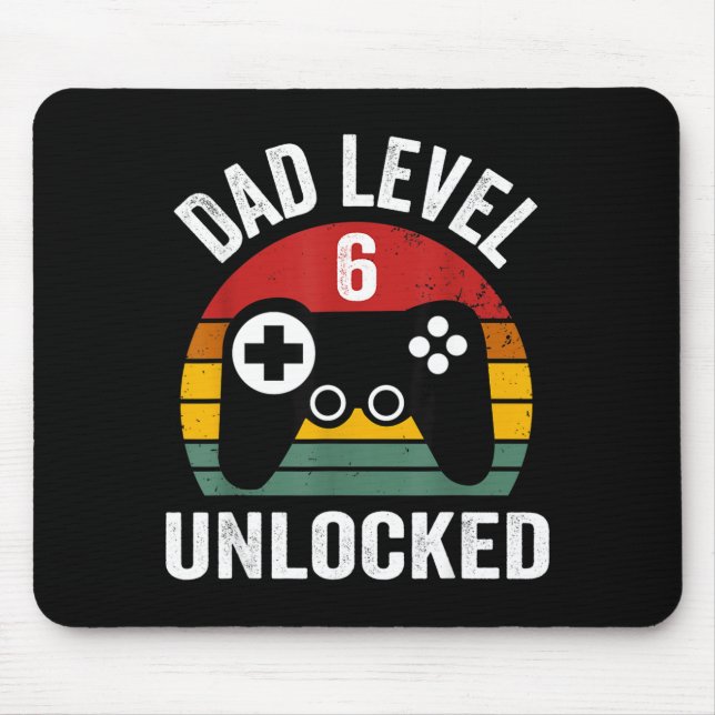 Tapis De Souris Mens Funny New Dad Shirt Dad Level 6 Unlocked For  (Devant)