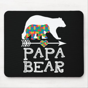 Tapis De Souris Mens Papa Ours Autisme Hommes Père Papa Autisme Aw