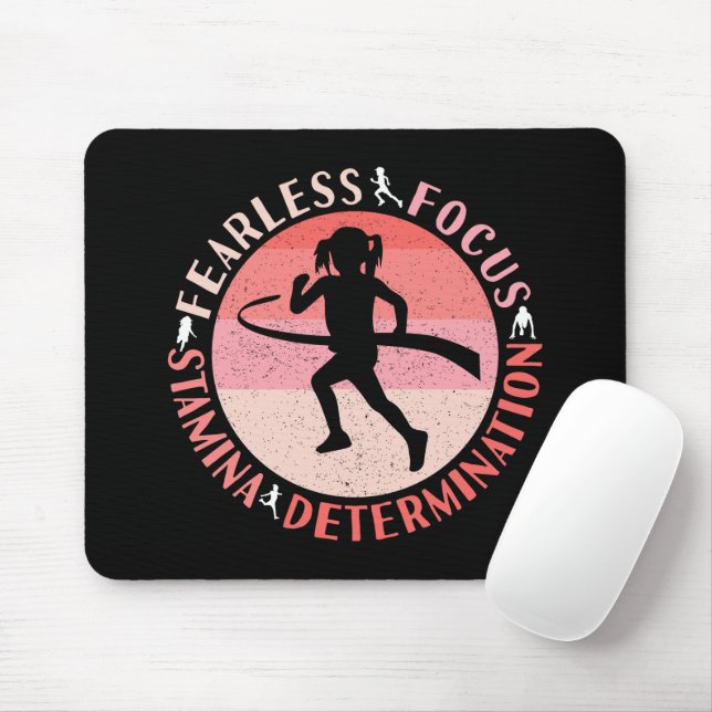 Tapis De Souris Mentalité de course pour filles - Coureuse intrépi (Avec souris)