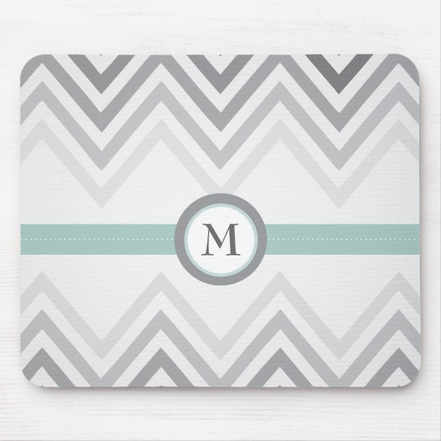 Tapis De Souris Menthe + Chevron gris Mousepad (Devant)
