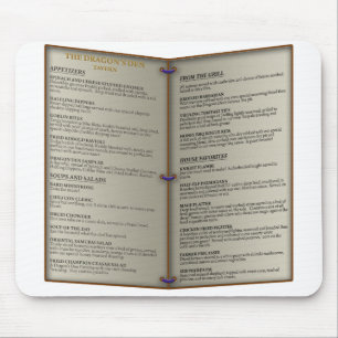 Tapis De Souris Menu de taverne du repaire du dragon