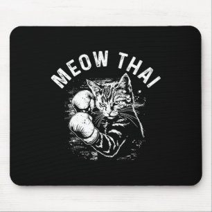 Tapis De Souris Meow Thai Funny Muay Thai Boxe Chat Arts Martiaux