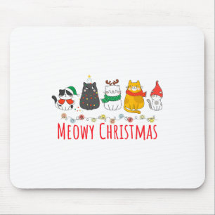 Tapis De Souris Meowa Catmas Cute Kitten Chat Santa Hat Noël Vacan