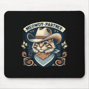 Tapis De Souris Meowdy Partenaire Chat Cowboy Casquette Howdy Funn