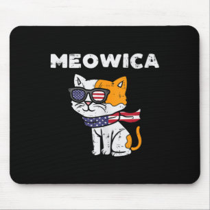 Tapis De Souris Meowica Chat Chaton Drapeau Américain Usa Animal 4