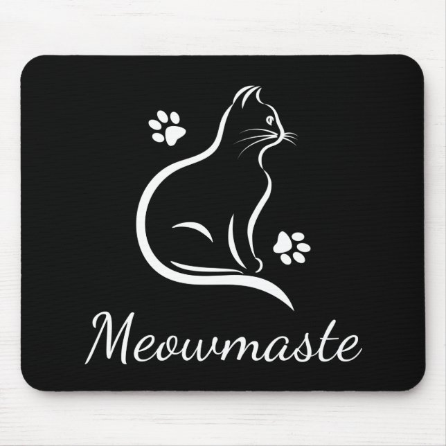 Tapis De Souris Meowmaste Chat Yoga Mousepad Noir (Devant)