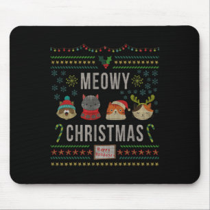 Tapis De Souris Meowy Amoureux des chats Noël Tacky Vilain Noël Pa