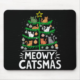 Tapis De Souris Meowy Catmas Chat Noël Arbre de Noël Xmas Drôle de